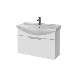 Тумба Dreja LAGUNA, 85 см, 1 ящик, белый глянец и раковина Лагуна 85 см, 99.0103 + 191676 - фото, отзывы, цена